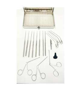 Juego de Cirugía de Miringotomía Manual Astrin de 20 Piezas de Acero Inoxidable con Bandeja de Esterilización Certificada MOL para Infecciones del Oído Medio - Product Image 4