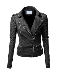 แจ็กเก็ตหนังสำหรับผู้หญิงแจ็กเก็ตหนังแท้สำหรับขี่มอเตอร์ไซค์ - Product Image 1