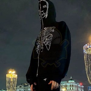 Prix de gros – Nouveaux sweats à capuche zippés oversize en polaire pour homme, style streetwear, couleur unie, logo personnalisé, polyester/coton, écologiques, haute qualité - Product Image 6