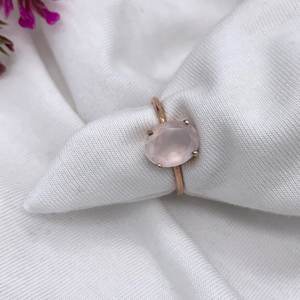 Anillo de corte ovalado solitario de cuarzo rosa de Plata de Ley 925 chapado en oro diseño clásico boda fiesta de compromiso con - Product Image 5