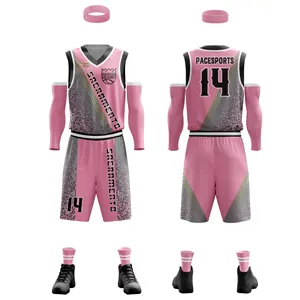 Thiết kế của riêng bạn bóng rổ mặc thăng hoa Thanh Niên cho người đàn ông và phụ nữ đảo ngược bóng rổ đồng phục thiết lập tùy chỉnh bóng rổ Jersey