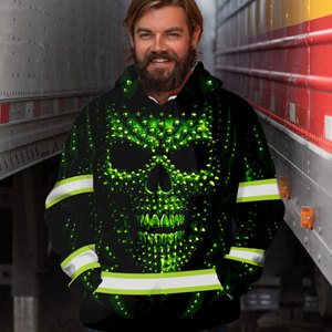 Skull Hi Vis Hoodie Reflective Safety Workwear <b>Green</b> Color Construction Safety Reflective Hoodie <b>Tops</b> Fleece Hoodies - Product Image 4
