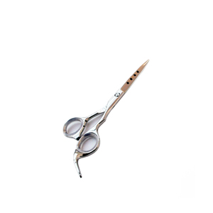 Ciseaux de barbier en acier inoxydable, lame courbée, pour droitiers, ciseaux de coiffure de salon, poignées ergonomiques, caoutchouc amovible - Product Image 2