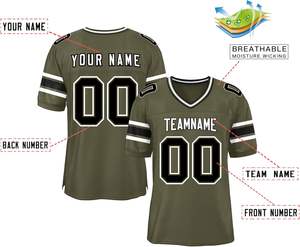 OEM Camisetas de fútbol americano Ropa deportiva Clubwear Secado rápido Malla de poliéster Manga transpirable Rayas Sublimación Logo Números - Product Image 6