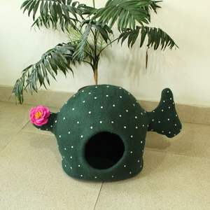 Cama para Gatos de Fieltro Hecha a Mano con Diseño de Cactus y Lunares, Casa para Mascotas Suave y Cálida, Cama Ecológica para Gatos, Nido de Fieltro para Gatos, Acogedora - Product Image 3