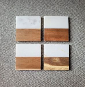 Marble Wood <b>Coaster</b> <b>heat</b> safe marble wood <b>coaster</b> protects tables from marks hot cups drinks daily - Product Image 1