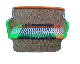 Sofá de Jardín de Mimbre Tejido a Mano de Color Azul Fresco de 2 Plazas con Cojín para Sala de Estar, al Mejor Precio - Product Image 5