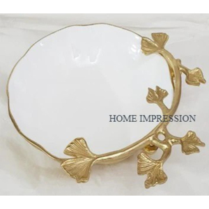 Cuenco de servidor de alimentos de latón de Metal de 2 niveles, cuenco de comida de Ramadán, cuenco y plato de servicio de lujo de Metal de mesa más vendido con asa - Product Image 6