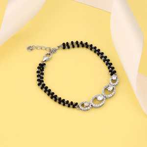 Elegante Mangalsutra de Plata de Ley 925 con Diamantes, Brazalete Étnico Hecho a Mano por Diseñadores, para Mujer, Uso Diario, Boda - Product Image 4