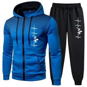 Survêtement fermeture éclair manteau haut sweats à capuche pantalons de survêtement hommes sweat Jogging 100% coton haute qualité en plein air automne hiver Offres Spéciales - Product Image 1