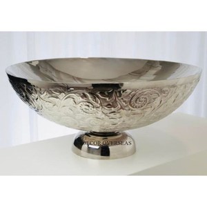 Alta calidad estándar Metal hecho martillado textura plata brillante espejo pulido forma grande Cubo de vino bebidas tinas de La India - Product Image 4