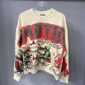 Camiseta de Manga Larga con Estampado Completo y Diamantes Pintados a Mano MIXED EMOTION, Ropa de Marca de Diseñador - Product Image 1