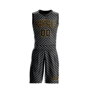 Ensemble d'uniformes de basket-ball imprimés personnalisés, couleur noire, séchage rapide, respirant, avec logo personnalisé - Product Image 1