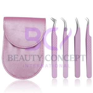 4 Piece Set Lash Grafted Tweezers for Eyelash Extensions, Anti-Slip Comfortable Grip, Straight and Curved Precision Fiber Tips - Product Image 6