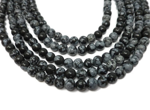 ลูกปัดหินออบซิเดียนลายเกล็ดหิมะ ร้อยเป็นสาย สำหรับทำเครื่องประดับ หินลื่น เรียบ สำหรับทำสร้อยคอ คริสตัลธรรมชาติ ขายส่ง - Product Image 3