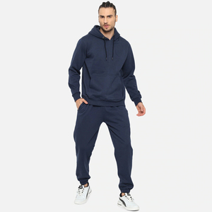 Ensemble de survêtement pour homme en coton 100% uni avec logo personnalisé brodé et imprimé, vente en gros de vêtements de sport, course à pied, jogging, deux pièces - Product Image 2