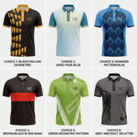 Chemises polo pour hommes à col rabattu imprimées par sublimation OEM avec motif géométrique pour le court de tennis