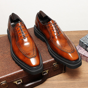 Zapatos Oxford de Piel Vacuna con Suela Gruesa, Nuevos, de Alta Calidad, de Cuero Genuino, Impermeables, con Acabado Liso, Casuales y Formales para Hombre - Product Image 2