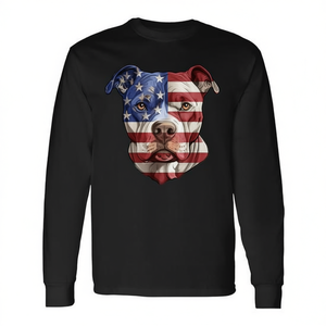 Camiseta de manga larga con diseño de bandera americana de Pit Bull Terrier - Product Image 2
