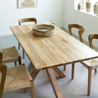 Juego de Mesa de Comedor Rectangular Plegable de Madera de Acacia Sólida, Altura Ajustable, Ecológico, Muebles Modernos para Restaurante, Centro Comercial, Escuela