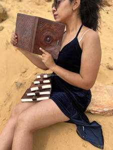 New Real Hand Tooled Leather Clasp Lock Journals With Semi Precious Stone Boho Traditional Vintage Leather Lock <b>Travel</b> Journal - Product Image 4