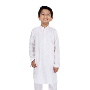 TRILOKI Kids <b>Kurta</b> Set for Boys White Rayon Indian Traditional Ethnic Wear Sequined Embroidery Pakistani Dress Style Made <b>Silk</b> - Product Image 2