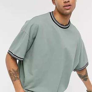 Camisetas con Logo estampado para hombre, camiseta de manga corta de 100% algodón con adorno de contraste personalizado - Product Image 4