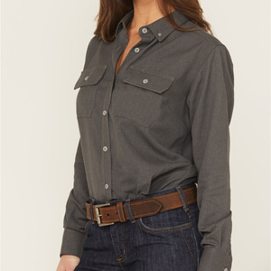 Camisas de trabajo de negocios de manga larga para mujer personalizadas Tops de uniforme de oficina con bordado de impresión Proveedor OEM ODM - Product Image 2