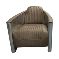 Fauteuil Club Aviateur Vintage Defaico en Cuir, Chaise d'Appoint Industrielle Tomcat pour Hôtel et Bureau
