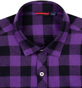 Camisa de Franela a Cuadros de Manga Larga, Color Morado y Negro, Corte Regular, Alta Calidad, Venta al Por Mayor 2026 - Product Image 4