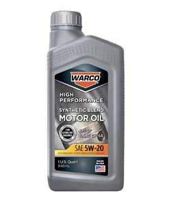 WARCO Synthetic Blend SAE 5W-20 Anti-Wear Automotive <b>Lubricant</b> Motor Oil 6 Pack 1 Quart - Product Image 1