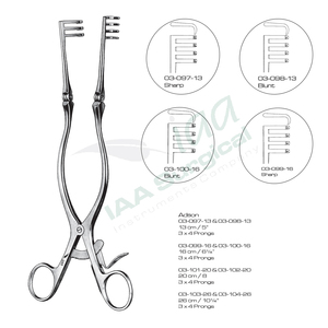 Retractor Cerebelar Autoajustable Adson de Acero Inoxidable 4x4 con Puntas Afiladas y Mango de Anillo con Trinquete para Uso Médico Quirúrgico Hospitalario, Certificado CE - Product Image 5