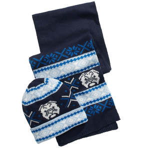 Set Cappello e Sciarpa da Uomo Club Room Bulldog Personalizzabile in Cotone Acrilico Stampato Cartone Animato Ricamato per Inverno Blu Taglia Regolare - Product Image 1
