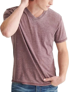 T-shirt personnalisé uni pour homme, col en V, 100% coton, coupe classique, tissu Oxford respirant, logo personnalisé, confortable, col en V - Product Image 3