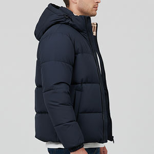Veste bomber matelassée personnalisée à capuche, coupe-vent et imperméable, design unique, tendance, en toile, pour hommes, style hip-hop, fabrication OEM - Product Image 3
