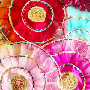 Couverture de thali Gota Patti Aarti, en velours et organza de créateur, avec dentelle Gota, pour mariage, Shagun et décoration de festival - Product Image 3