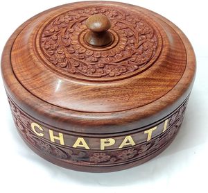 Boîte à chapati en bois Boîte à chapati pour cuisine en bois Hotpot Roti Box Service Casserole Set Hotpot pour Chapati roti décor - Product Image 1