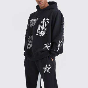 Ensemble de jogging tendance de haute qualité 2026, écologique, respirant, en coton, imprimé à l'écran personnalisé, pour hommes - Product Image 3