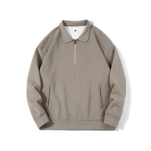 Manches longues automne et hiver nouvelle couleur unie lâche demi fermeture éclair revers pull pour hommes - Product Image 4