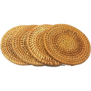 Affordable Rattan Handmade <b>Drink</b> <b>Coaster</b> Coffee Handmade Bamboo <b>Coasters</b> for Rattan Wicker <b>Coasters</b> for Living Room - Product Image 1