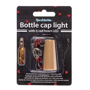 Lot de 2 guirlandes lumineuses réutilisables en forme de bouchon de bouteille avec 5 LED en forme de cœur chacune, en plastique - Product Image 5