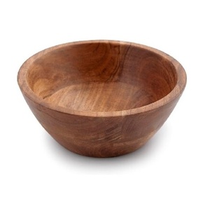 Cuenco para servir de madera de Acacia hecho a mano personalizado altamente pulido para el hogar, hotel y restaurante de la India - Product Image 2