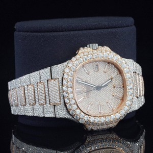 Montre automatique de luxe pour homme avec verre saphir premium et diamants HPHT de laboratoire, mouvement japonais, entièrement sertie de diamants - Product Image 3
