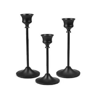 Candélabre fantaisie en métal centres de table de mariage support de bougie noir - Product Image 2