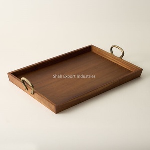 Latest Design Kitchen Ware Wooden Rectangle <b>Tray</b> With Handles for Home Hotel & Restaurant <b>Drink</b> & Snacks Serving <b>Trays</b> - Product Image 6