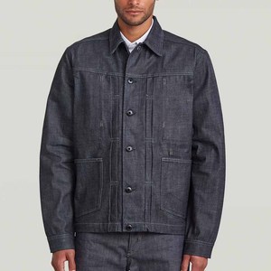 Chaqueta vaquera oscura para hombre, ropa de abrigo de utilidad estructurada, estilo Streetwear, abrigo de algodón con bolsillos grandes, ropa de moda informal - Product Image 2