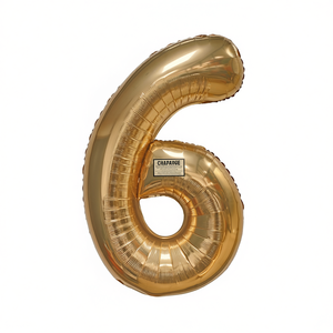 Globo de Fiesta con Forma de Número 6, Color Dorado Champán, 1M, Bolsa de 12 Unidades - Product Image 2