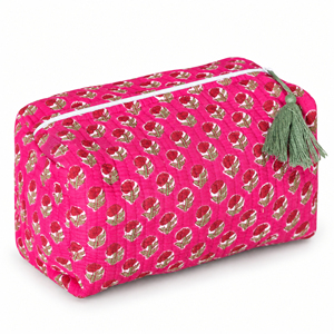 Étui matelassé floral bohème imprimé au bloc, artisanal, 100 % coton, écologique, léger, petite capacité, fermeture éclair, doux - Product Image 4