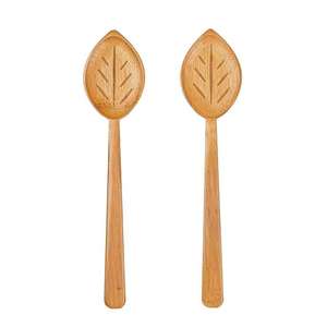 Serveur à salade en bois dernier modèle, poignée décorative en émail faite à la main pour la maison, le restaurant et la cuisine. - Product Image 3