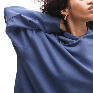 Premium Quality Heavy Weight French Terry Winter Knitted <b>Blue</b> Sweatshirt Thick Cotton Oversize Pullover <b>Hoodie</b> Front <b>for</b> <b>Women</b> - Product Image 3